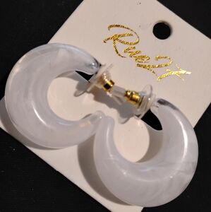 🆕 Marbled Acrylic Moon Hoops